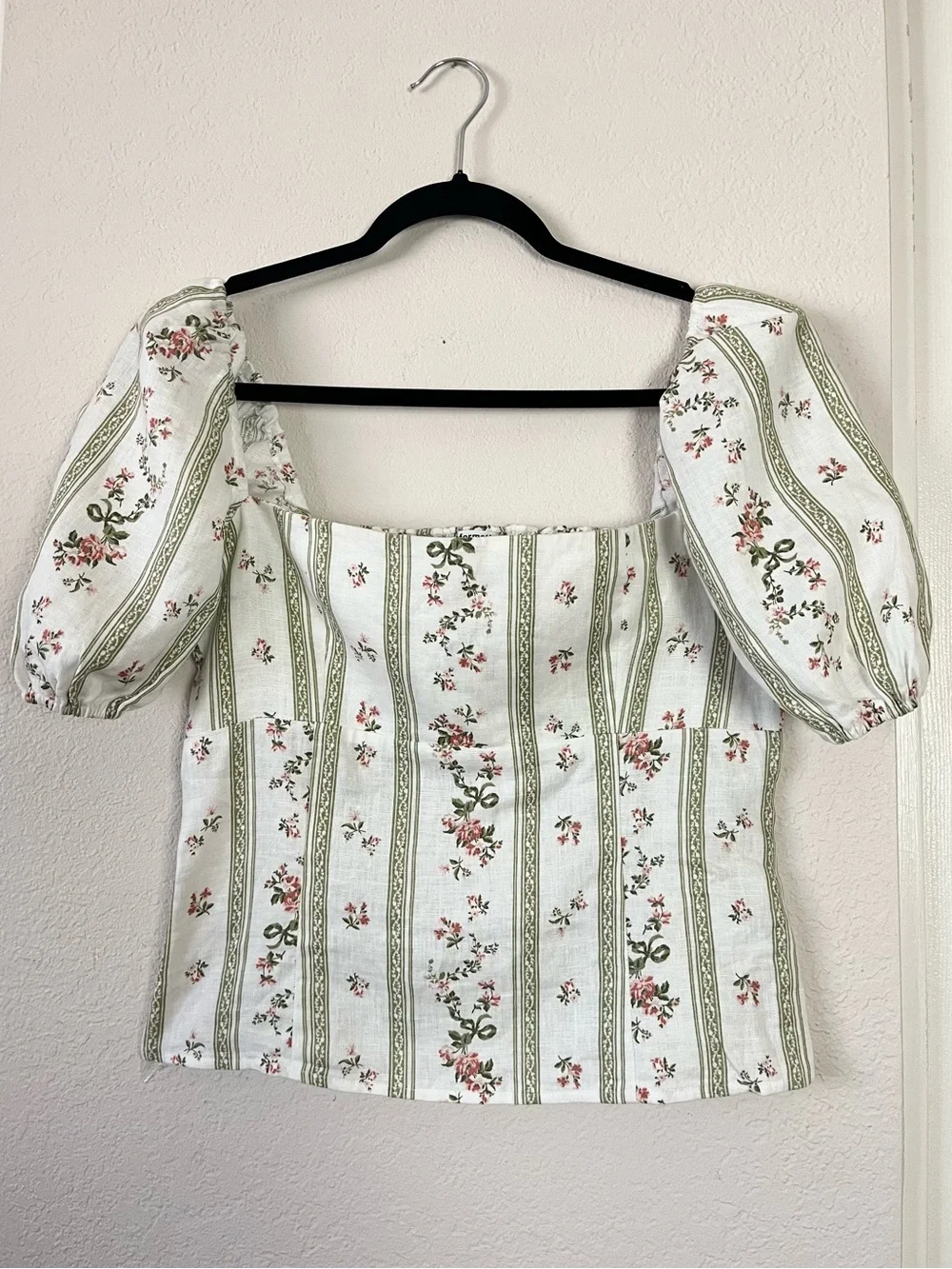 Reformation Arancini Puff Sleeve Top Heath Floral Renaissance Milkmaid Peasant